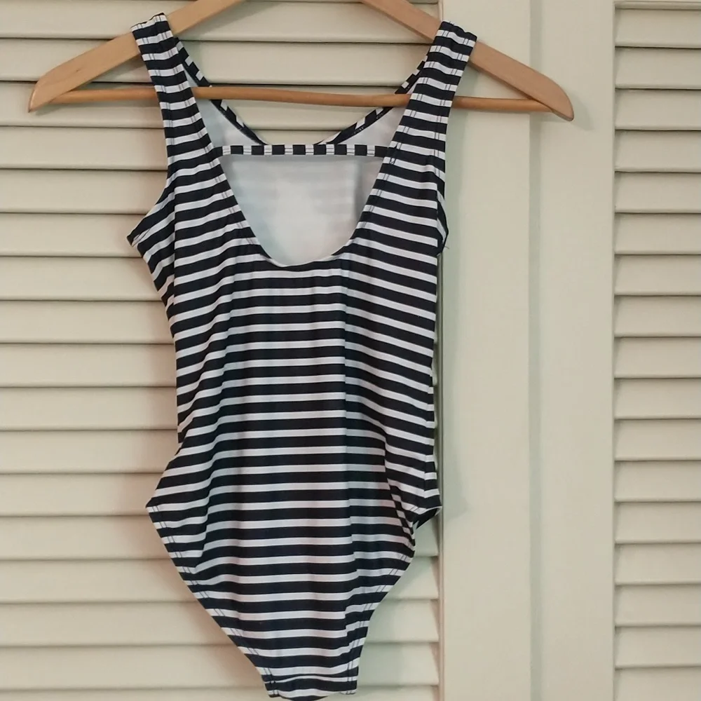 Kids Gap Nautical‎ Stripe One Piece Swimsuit, Sequin Ice Cream Cone, Size Large